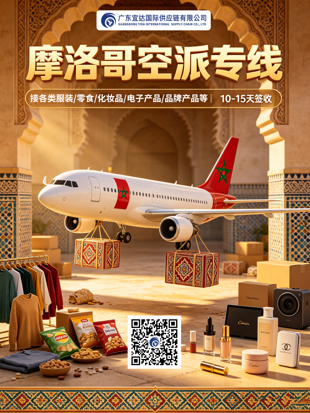 北非蓝海市场的“空中丝路”——广东宜达摩洛哥空派专线，1kg起收，10-15天签收