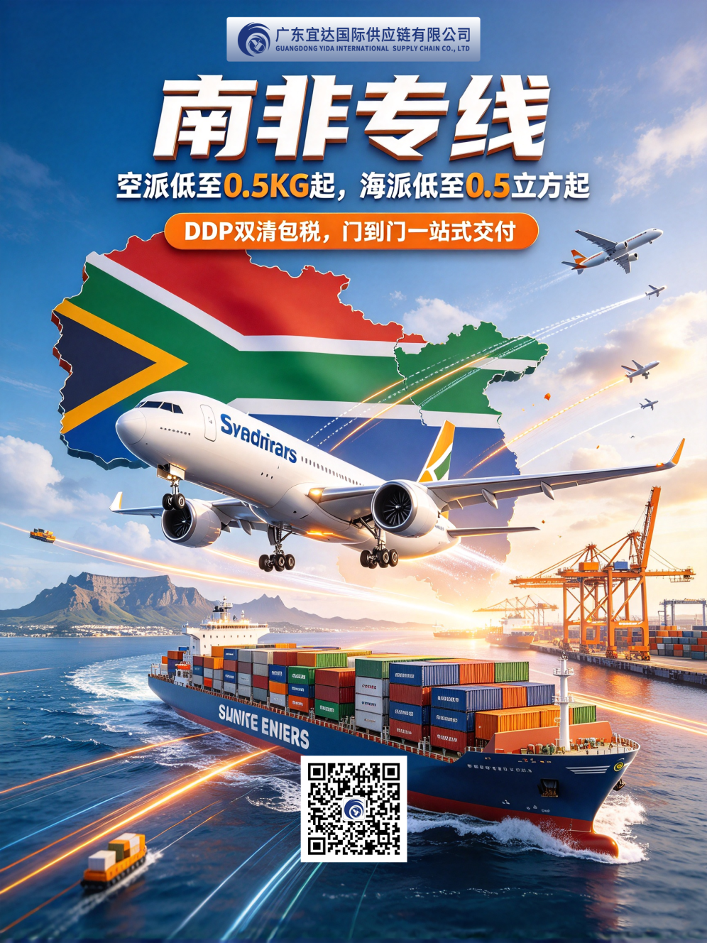 南非蓝海正当时，物流别拖后腿——广东宜达-南非空派/海派双清包税专线推荐